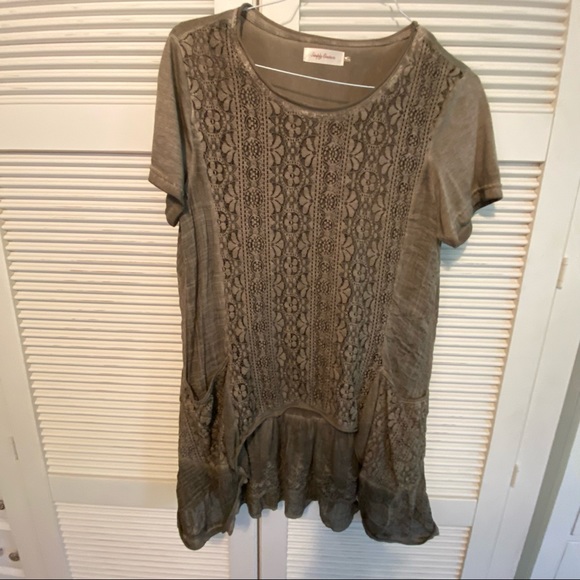 Simply Couture Tops - SIMPLY COUTURE Olive Lacey Ruffled Tunic